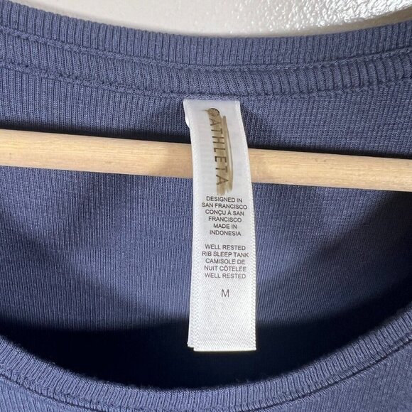 Athleta Well Rested Sleeveless Ribbed Sleep Tank Top Size Medium Blue Soft - Picture 3 of 10